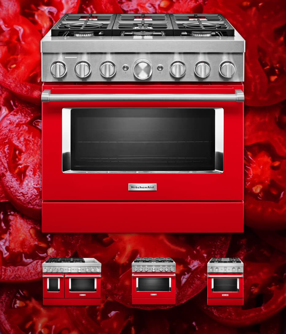 kitchenaid red gas range