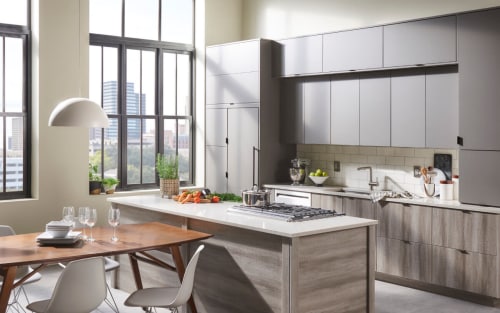 Modern kitchen with sleek cabinetry and KitchenAid® appliances