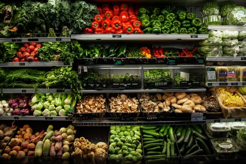 An abundance of produce neatly on display.