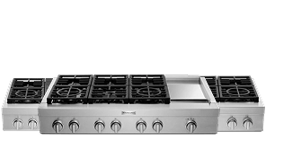 Three KitchenAid® commercial-style cooktops